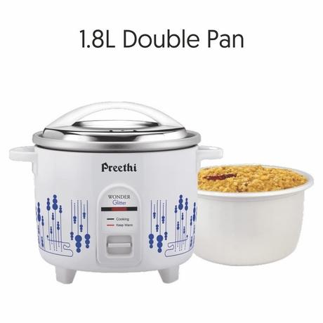 Preethi Glitter 1.8 litres Electric Rice Cooker with Rust Proof Body & Anodized Aluminium Pan-3