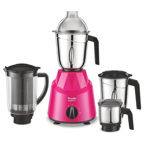 Preethi Galaxy Plus 750 Watt Mixer Grinder with 4 Stainless Steel Jar, Pink-0