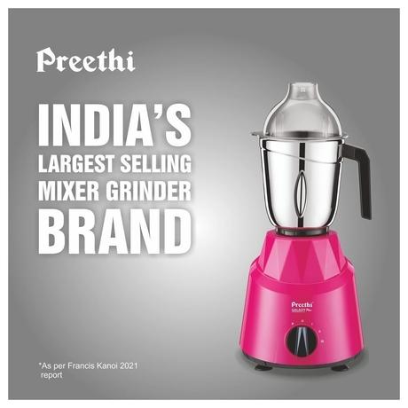 Preethi Galaxy Plus 750 Watt Mixer Grinder with 4 Stainless Steel Jar, Pink-1