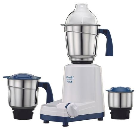 Preethi Eco Chef Neo 500W 3 Jars Mixer Grinder, 3 Speed Switch, White-0