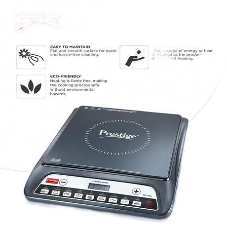 Prestige PIC 20.0 1600 Watts Induction Cooktop, Anti-Magnetic Wall, Two Heat Sensors, Black-2