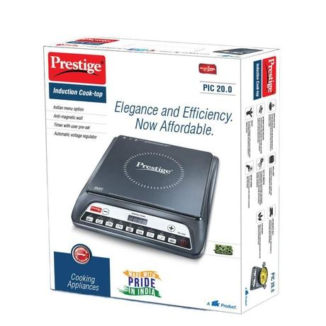 Prestige PIC 20.0 1600 Watts Induction Cooktop, Anti-Magnetic Wall, Two Heat Sensors, Black-3