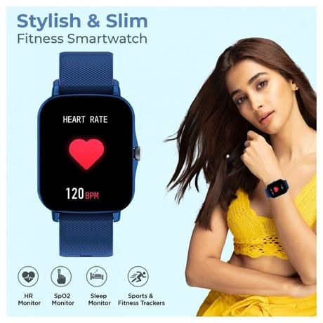 pTron Force X10e SmartWatch, 24/7 Heart Rate Tracking, SpO2, IP68 Waterproof, Blue-1