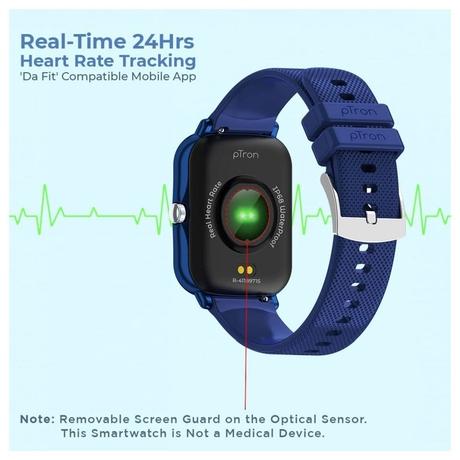 pTron Force X10e SmartWatch, 24/7 Heart Rate Tracking, SpO2, IP68 Waterproof, Blue-3