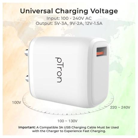 pTron Volta FC11 USB Charger (White)-2