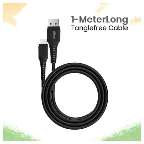 pTron Solero T241 Type-C Charging & Data Cable, 2.4A Fast Charging, 1 meter PVC Cable, USB-A To Type-C Port, Anti-Rust Metal Plugs, Anti-knot, Widely Compatible, Black-4