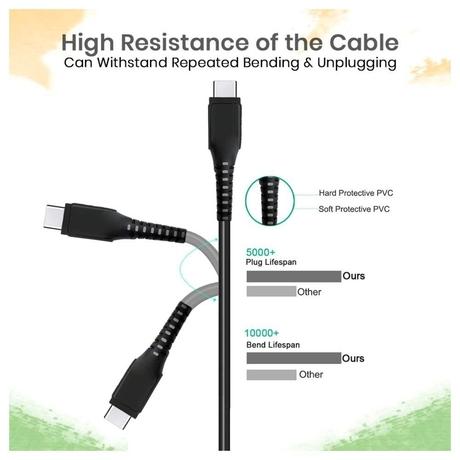 pTron Solero T241 Type-C Charging & Data Cable, 2.4A Fast Charging, 1 meter PVC Cable, USB-A To Type-C Port, Anti-Rust Metal Plugs, Anti-knot, Widely Compatible, Black-5