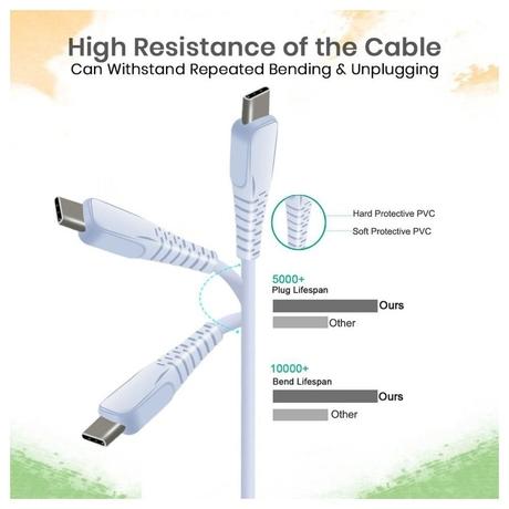 pTron Solero T241 Type-C Charging & Data Cable, 2.4A Fast Charging, 1 meter PVC Cable, USB-A To Type-C Port, Anti-Rust Metal Plugs, Anti-knot, Widely Compatible, White-2