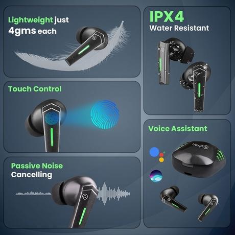 pTron Bassbuds B51 Wireless Earphone, Black-5