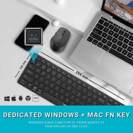 Rapoo 9350M C-Type Rechargeable Bluetooth Wireless Multi-Device Mouse & Keyboard Set, Dark Grey-5