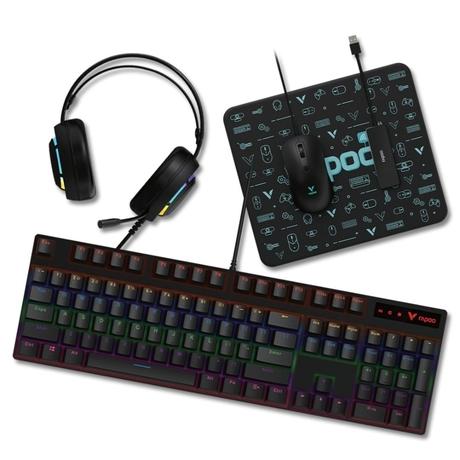 Rapoo V155S 5-in-1 Gaming Wired Keyboard and Mouse, Mousepad, Headset and USB Hub Combo-1