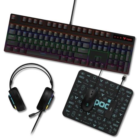 Rapoo V155S 5-in-1 Gaming Wired Keyboard and Mouse, Mousepad, Headset and USB Hub Combo-2