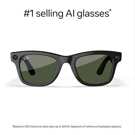 Ray-Ban Meta Wayfarer (Gen 1) with Meta AI, photo and video capture, Shiny Black, Green lenses-1