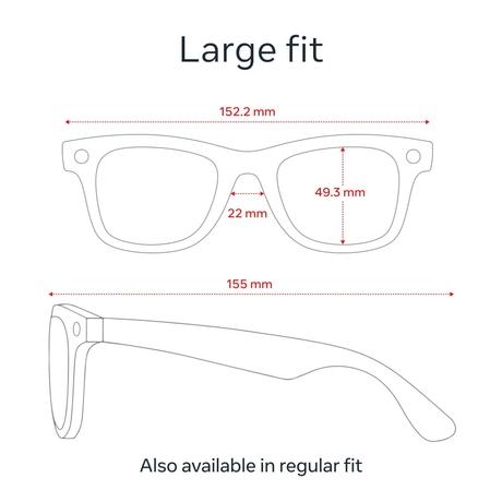 Ray-Ban Meta Wayfarer (Gen 1) with Meta AI, photo and video capture - Large Matte Black, Polarised Gradient Graphite lenses-8