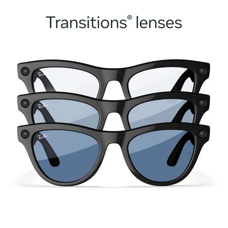Ray-Ban Meta Skyler (Gen 1) with Meta AI, photo and video capture - Shiny Black, Transitions Cerulean Blue lenses-3