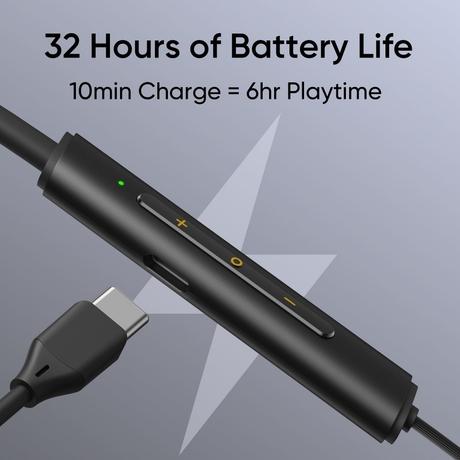 realme Buds wireless 3 Neo Bluetooth Neckband with 13.4 mm Dynamic Bass Boost Driver, upto 32 Hours Playback , Fast Charge, AI ENC, 45ms Ultra Low latency, IP55 Dust & water resistannt, Dual Pairing & Bluetooth v5.4 (Black)-3