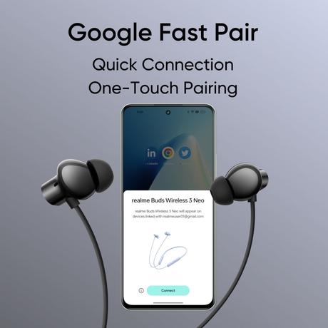 realme Buds wireless 3 Neo Bluetooth Neckband with 13.4 mm Dynamic Bass Boost Driver, upto 32 Hours Playback , Fast Charge, AI ENC, 45ms Ultra Low latency, IP55 Dust & water resistannt, Dual Pairing & Bluetooth v5.4 (Black)-6