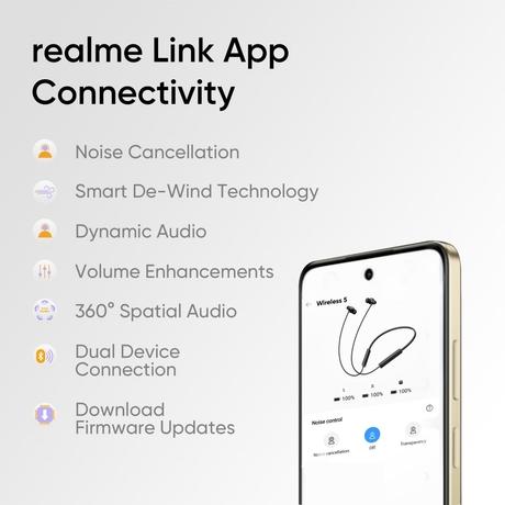 realme Buds Wireless 5 ANC Bluetooth Neckband, Midnight Black-12