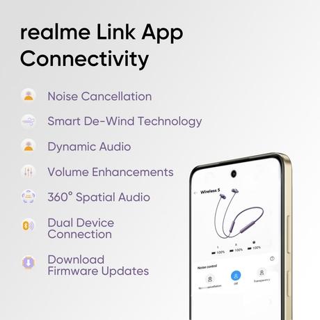 realme Buds Wireless 5 ANC Bluetooth Neckband, Twilight Purple-12