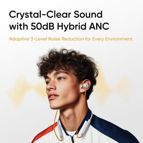 realme Buds Wireless 5 ANC Bluetooth Neckband, Dawn Silver-1