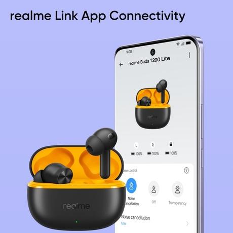 realme Buds T200 Lite Bluetooth in Ear Earbuds, AI ENC for Calls, 48 Hours Total Playback with Fast Charging and Low Latency Gaming TWS, Google Fast Pair IPX 4 Water resistant, with mic (Volt Black)-7