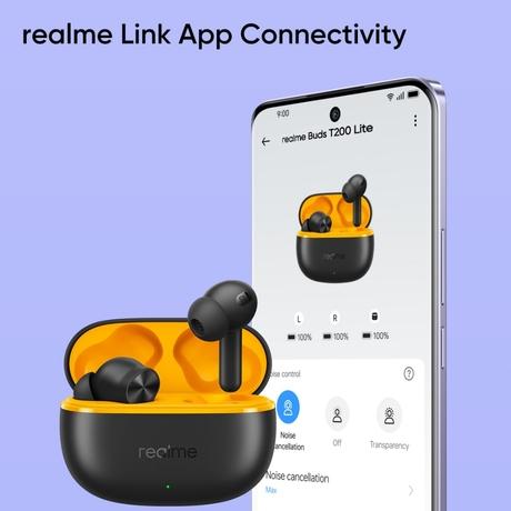 realme Buds T200 Lite Bluetooth in Ear Earbuds, AI ENC for Calls, 48 Hours Total Playback with Fast Charging and Low Latency Gaming TWS, Google Fast Pair IPX 4 Water resistant, with mic (Volt Black)-7