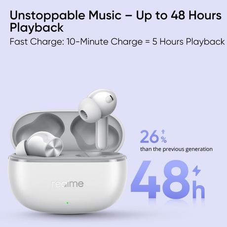 realme Buds T200 Lite Bluetooth in Ear Earbuds, AI ENC for Calls, 48 Hours Total Playback with Fast Charging and Low Latency Gaming TWS, Google Fast Pair IPX 4 Water resistant, with mic (Storm Grey)-3