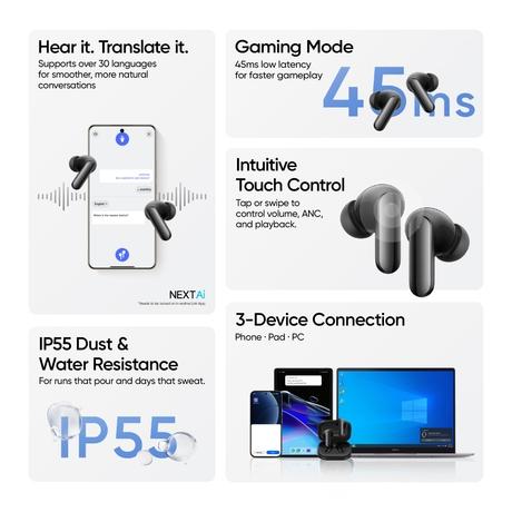 Realme Buds Air 8 Pro TWS Earbuds (Master Black)-5