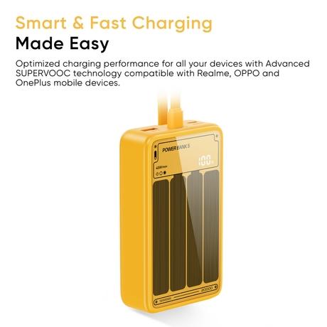 Realme TechLife 45 W 20000 mAh With Cable Power Bank, Amber Yellow-4