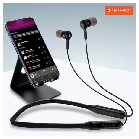Reconnect Dank Neckband with IPx4, water resistance, 16Hrs Battery, Bluetooth v5.0, Multi point connection (Black) with 1 year warranty-5