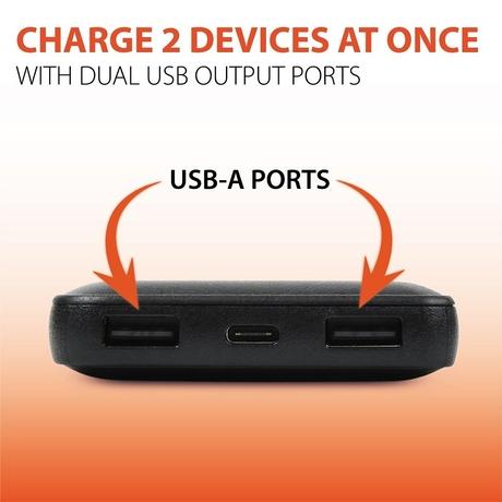 Reconnect 10000 mAh Power Bank, 2 Type A Port & 1 Type C Port, 10 W, Multiple device support, Short Circuit protection, Auto USB detection, Auto Cut-off, Slim, Lightweight, Durable, Black-2