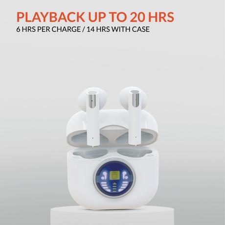 Reconnect Pro Buds Ultra TWS Earbuds, Upto 20 hrs of playtime, Swift Charging, LED Display, Quad mic with ENC technology, IPX5 Water Resistant, Bluetooth v5.3, White-0