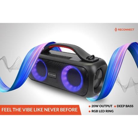 Reconnect Wireless Speaker Thump Plus, Bluetooth v5.0, 20 Watt power output, IPX5 Water Resistant, Multiple Connectivity, Super Bass, TWS Technology, RGB Ring Lights-10