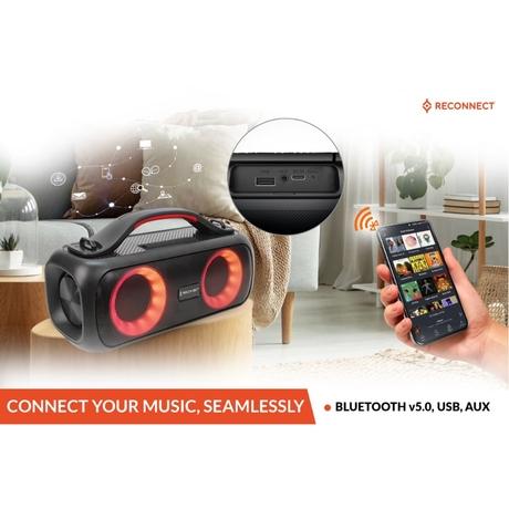 Reconnect Wireless Speaker Thump Plus, Bluetooth v5.0, 20 Watt power output, IPX5 Water Resistant, Multiple Connectivity, Super Bass, TWS Technology, RGB Ring Lights-12