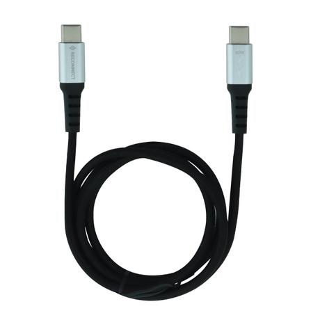 Reconnect Type-C to C, 60 W Braided Cable, Upto 480 Mbps Data Sync, Fast Charging, 100 cm (1 m) Length, Tangle Free, Black, RCTCB1060-0
