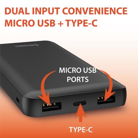Reconnect Zap Neo 12 W 10000 mAh PowerBank, Black, RAPBB1019-1