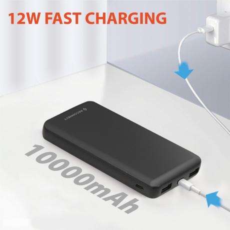 Reconnect Zap Neo 12 W 10000 mAh PowerBank, Black, RAPBB1019-2