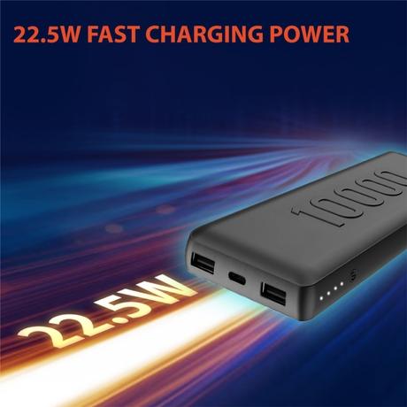 Reconnect 10000 mAh 22.5 W Power Bank, Black, RAPBB1013-2