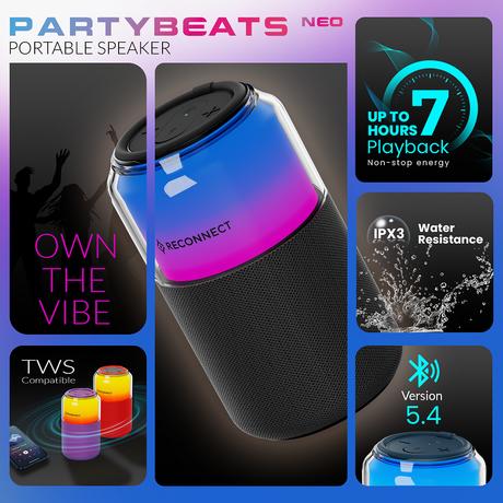 Reconnect PartyBeats Neo 12 W Bluetooth Speaker, Black-7
