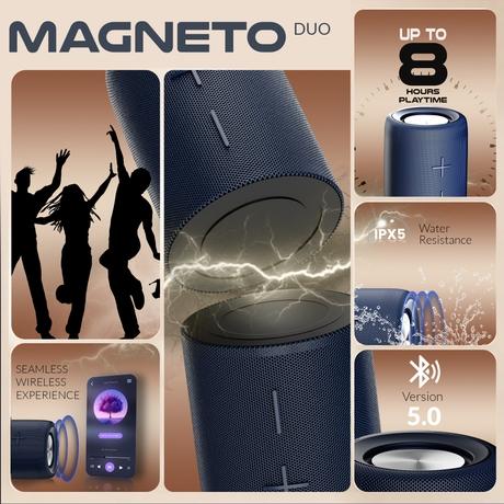Reconnect Magneto Duo 22 W Bluetooth Speaker, Blue-5