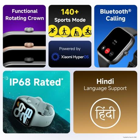 Redmi Watch Move Smartwatch with 4.69 cm (1.85 inch) Premium AMOLED Display, 14 Day Battery, Best Accuracy, Dual Core Processor (Silver Sprint Strap, Free Size)-7
