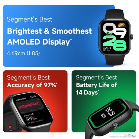 Redmi Watch Move Smartwatch with 4.69 cm (1.85 inch) Premium AMOLED Display, 14 Day Battery, Best Accuracy, Dual Core Processor (Black Drift Strap, Free Size)-6