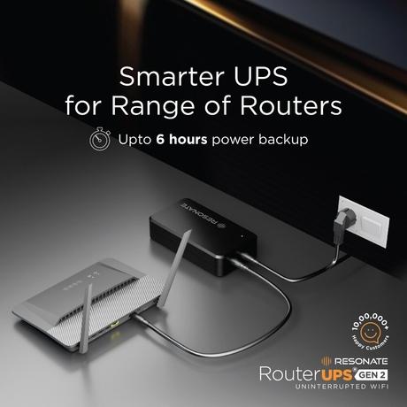 Resonate RouterUPS Gen2, Original Router UPS for 12V WiFi Router & Modem (Supports up to 2A) (7800mAh - 95% Longer Power Backup), Compact Mini UPS with Intelligent Charging (Upto 6 Hrs Internet)-2