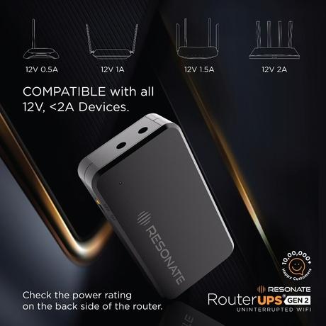 Resonate RouterUPS Gen2, Original Router UPS for 12V WiFi Router & Modem (Supports up to 2A) (7800mAh - 95% Longer Power Backup), Compact Mini UPS with Intelligent Charging (Upto 6 Hrs Internet)-4