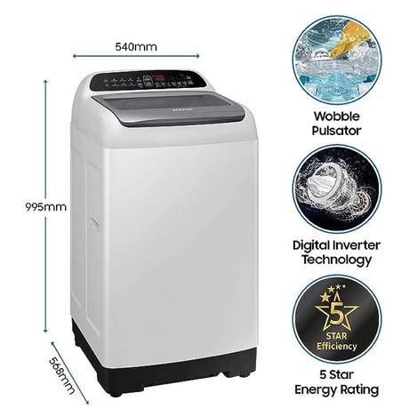 Samsung 6.5 kg Top Load, Digital Inverter technology, Wobble Technlogy, Lint Filter, Gray, 5 Star (WA65T4262GG)-3