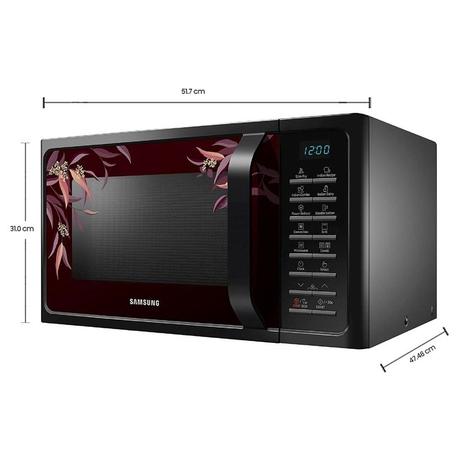 Samsung 28 Litre Convection Microwave Oven with Slim Fry, Indian Auto Cook menu (MC28H5025VR/TL, Black Delight Red Pattern)-1