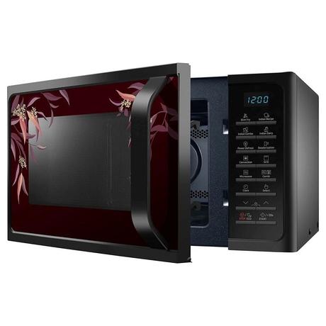 Samsung 28 Litre Convection Microwave Oven with Slim Fry, Indian Auto Cook menu (MC28H5025VR/TL, Black Delight Red Pattern)-3