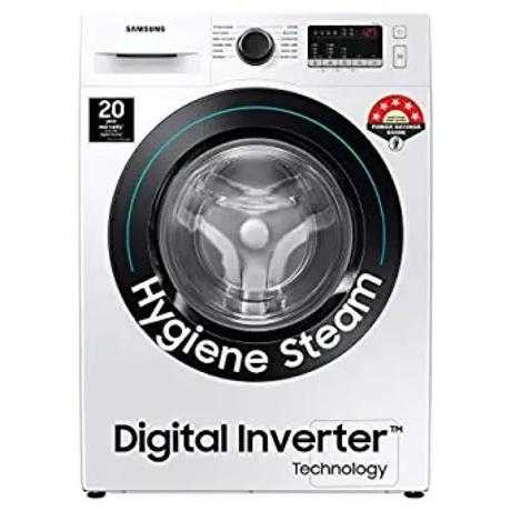 Samsung 8 Kg 5 Star Inverter with Hygiene Steam Fully-Automatic Front Loading Washing Machine (WW80T4040CE1TL, White, In-built Heater)-0