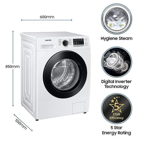 Samsung 8 Kg 5 Star Inverter with Hygiene Steam Fully-Automatic Front Loading Washing Machine (WW80T4040CE1TL, White, In-built Heater)-1