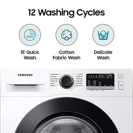 Samsung 8 Kg 5 Star Inverter with Hygiene Steam Fully-Automatic Front Loading Washing Machine (WW80T4040CE1TL, White, In-built Heater)-2